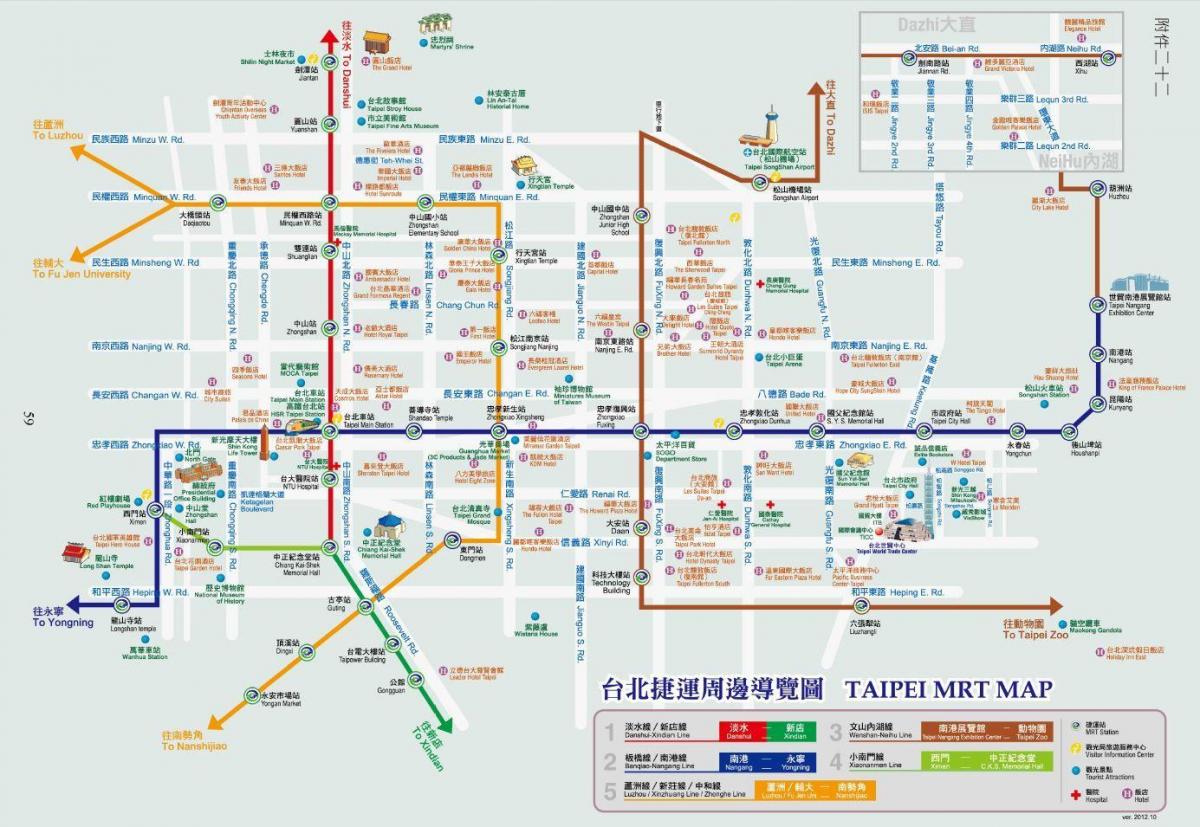 تایوان mrt map با جاذبه های
