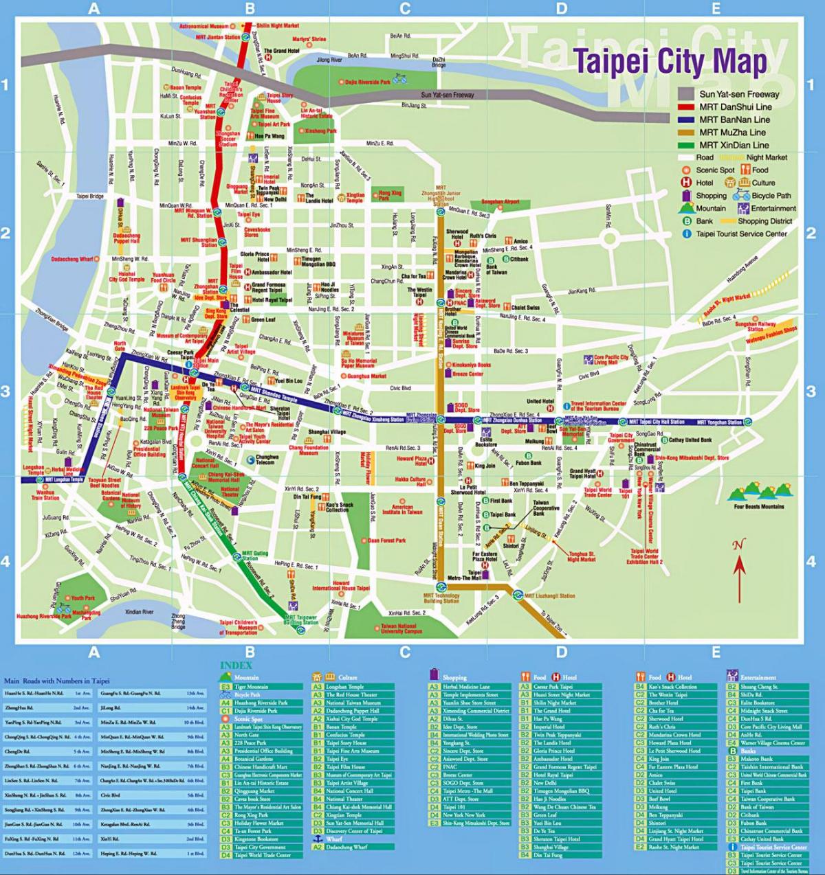 نقشه شهر تایپه توریستی